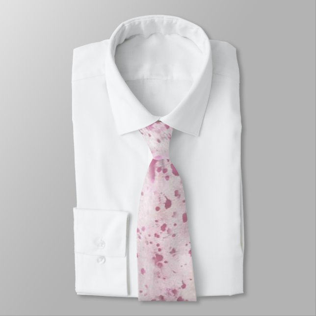 Pink and White Cowhide Country Western Neck Tie (Tied)