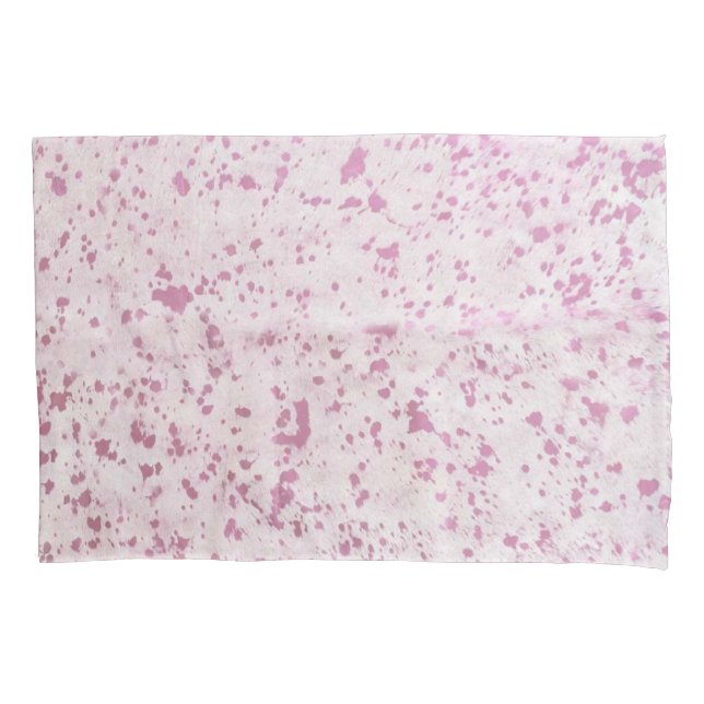 Pink and White Cowhide Country Western Pillow Case (Front)