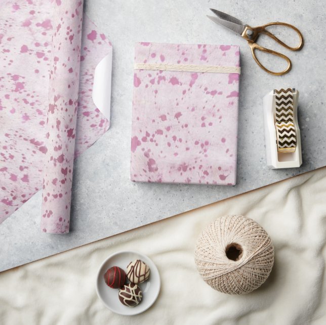 Pink and White Cowhide Country Western Wrapping Paper (Crafts)