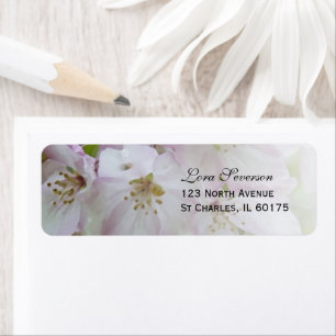 Pink and White Crab Apple Blossoms Return Address Label