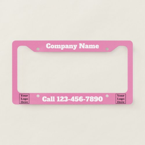 Pink and White Create Your Own Your Logo Here License Plate Frame