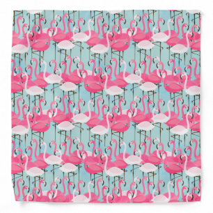 Pink And White Crowd Of Flamingos Bandana