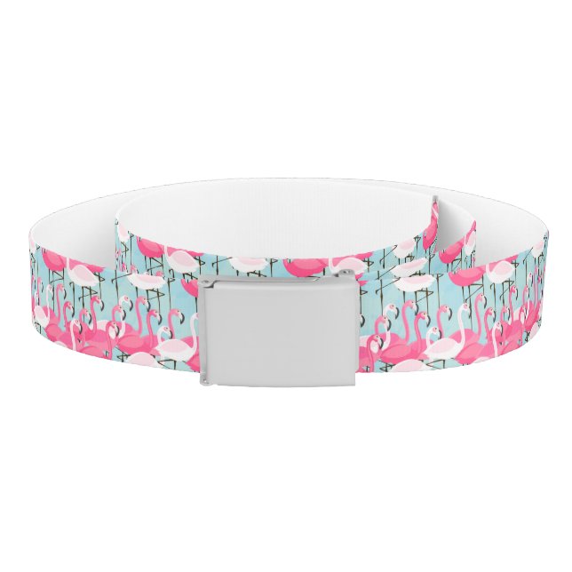 Pink And White Crowd Of Flamingos Belt (Coil)