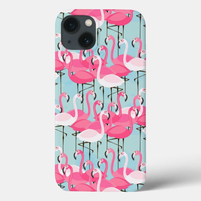 Pink And White Crowd Of Flamingos Case-Mate iPhone Case (Back)