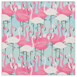 Pink And White Crowd Of Flamingos Fabric