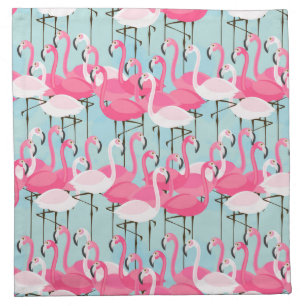 Pink And White Crowd Of Flamingos Napkin