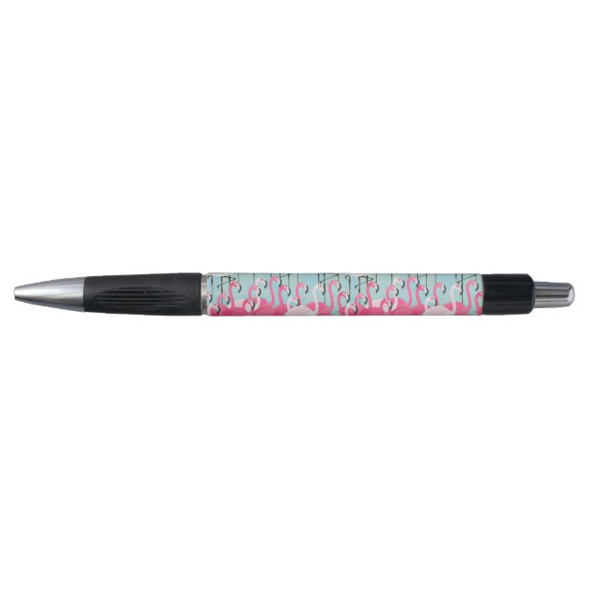 Pink And White Crowd Of Flamingos Pen (Front)