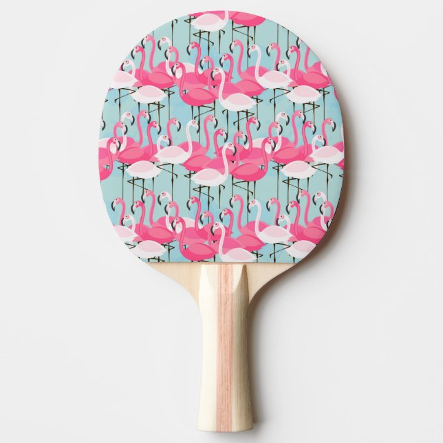 Pink And White Crowd Of Flamingos Ping-Pong Paddle (Front)