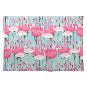 Pink And White Crowd Of Flamingos Placemat