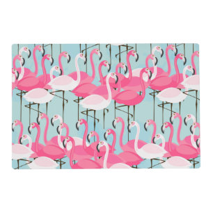 Pink And White Crowd Of Flamingos Placemat