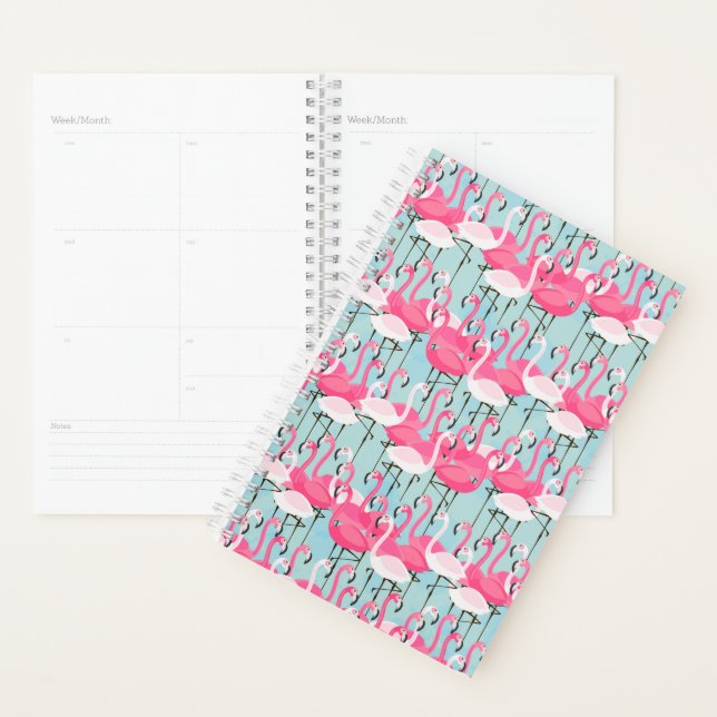 Pink And White Crowd Of Flamingos Planner (Display)