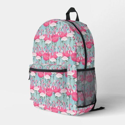 Pink And White Crowd Of Flamingos Printed Backpack