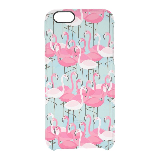 Pink And White Crowd Of Flamingos Uncommon iPhone Case (Back)