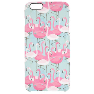 Pink And White Crowd Of Flamingos Clear iPhone 6 Plus Case