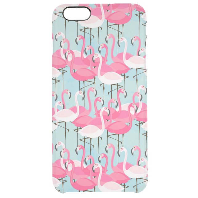 Pink And White Crowd Of Flamingos Uncommon iPhone Case (Back)