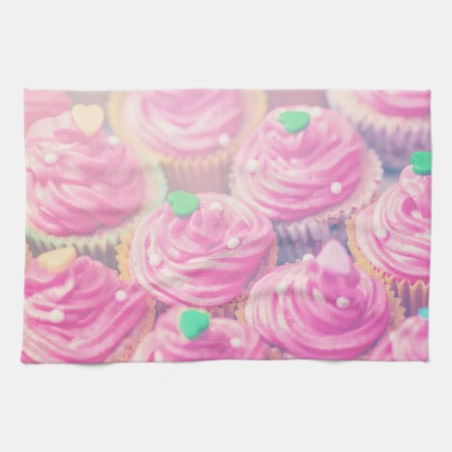 pink and white cupcake kitchen towel