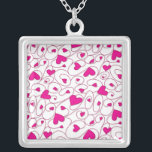 Pink and white curly hearts silver plated necklace<br><div class="desc">Add some elegance to your day with this curly heart pattern!</div>
