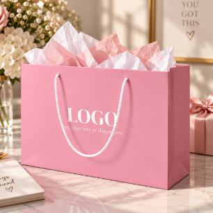 Pink And White Custom Business Large Gift Bag