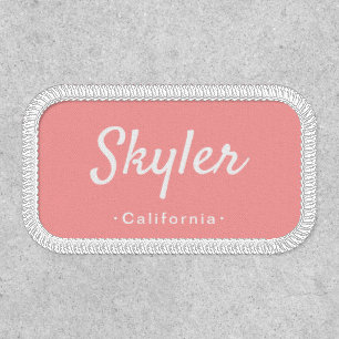Pink and white custom name patches