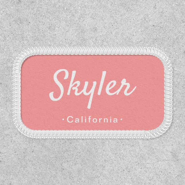 Pink and white custom name patches (Front)