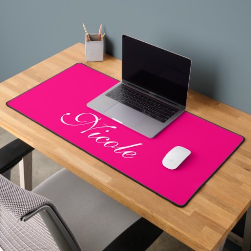 Pink and White Customized Name Desk Mat