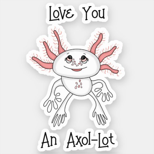 Pink and White Cute Cartoon Axolotl  Sticker