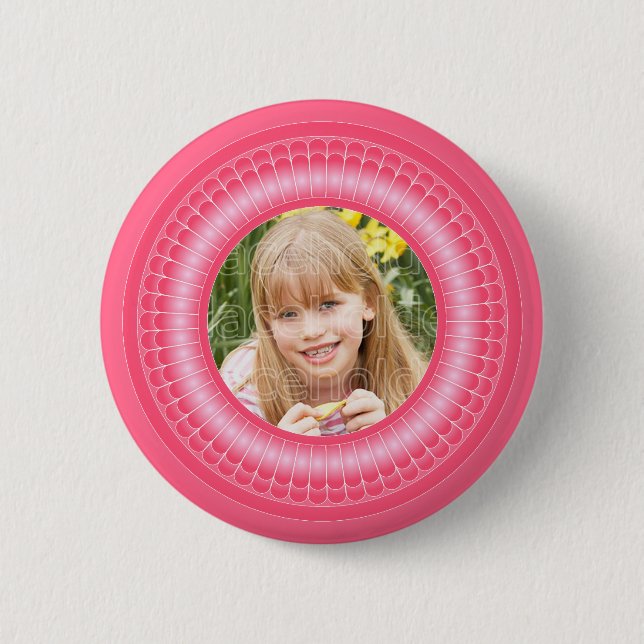 Pink and white cute frame template button (Front)