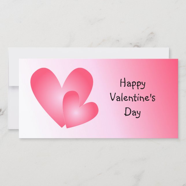 Pink and white cute hearts holiday card (Front)