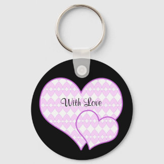 Pink and white cute hearts keychain
