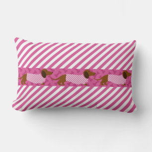 Pink and White Dachshund Reverse Sides Pillow