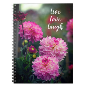 Pink and White Dahlia Flower Motivational Notebook