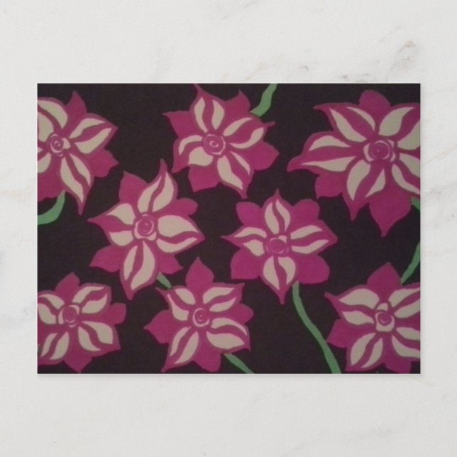 Pink and White Dahlia Pattern Postcard (Front)
