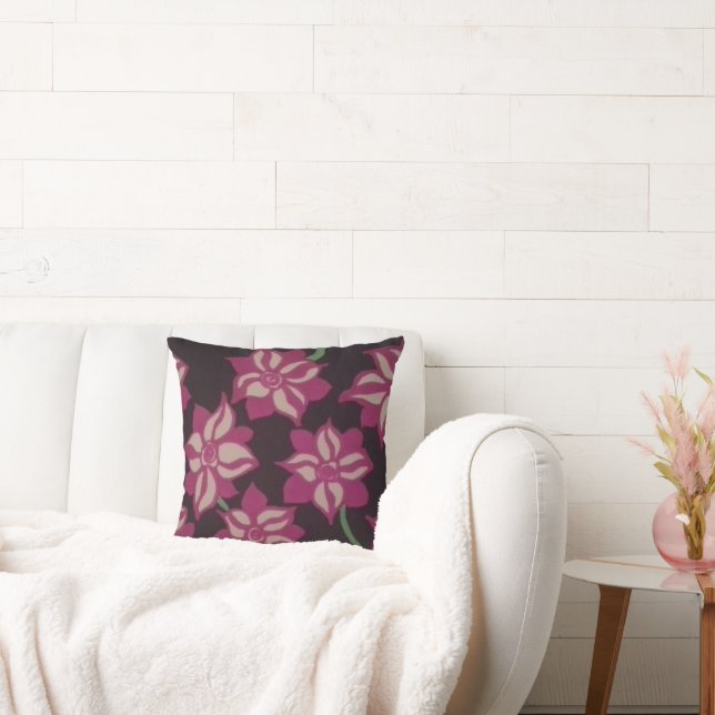 Pink and White Dahlia Throw Pillow (Couch)