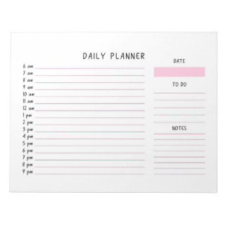 Pink And White Daily To-do List Planner Notepad