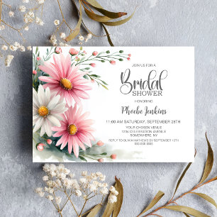 Pink and White Daisies Bridal Shower Invitation