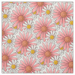 Pink and White Daisies Pattern Fabric