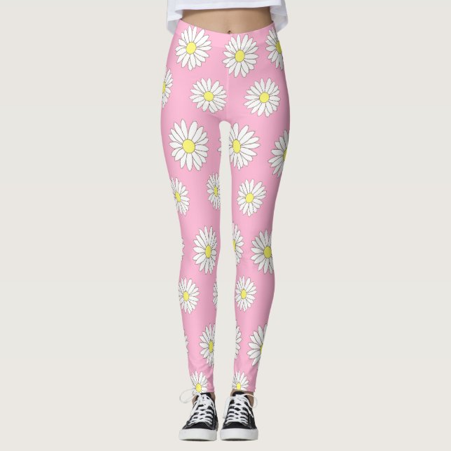Pink and White Daisies Women's Leggings (Front)