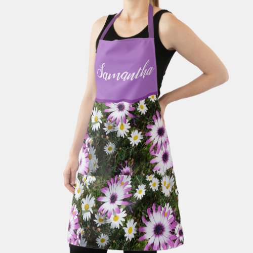 Pink and White Daisy Daisies Flowers Floral Apron