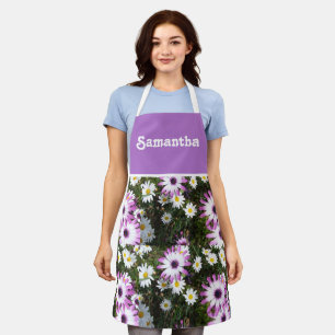 Pink and White Daisy Daisies Flowers Floral Apron