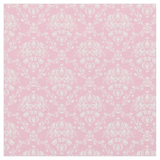 Pink and White Damask Fabric