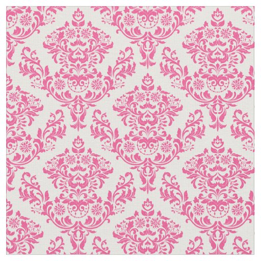 Pink and White Damask Fabric