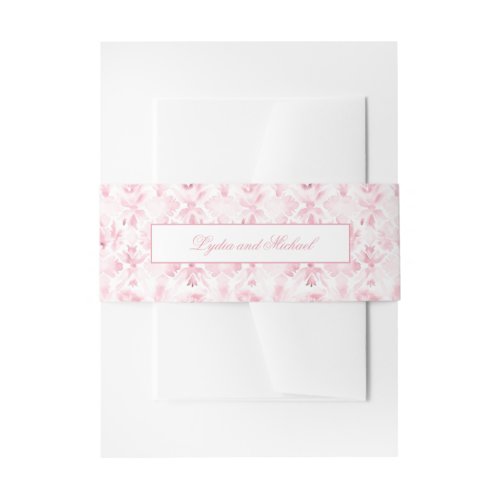Pink and White Damask Invitation Belly Band
