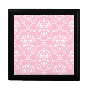Pink and White Damask Jewelry Box