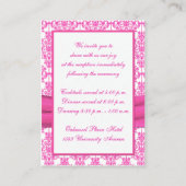 Pink and White Damask Joined Hearts Enclosure Card (Back)
