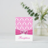 Pink and White Damask Joined Hearts Enclosure Card (Standing Front)