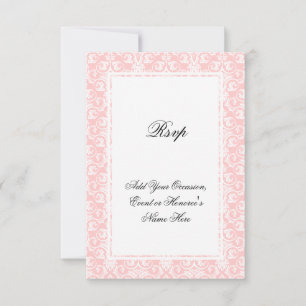 Pink and White Damask Matching RSVP Card