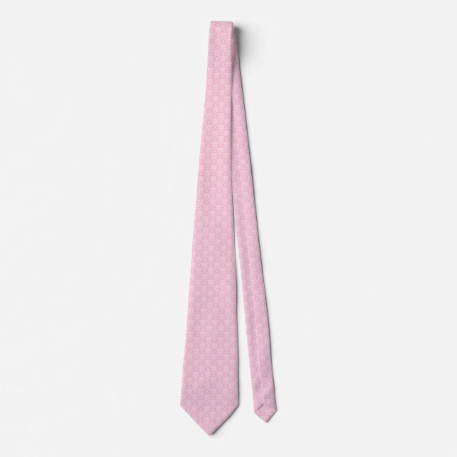 Pink and White Damask Neck Tie (Front)