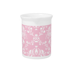 Pink and White Damask Pitcher