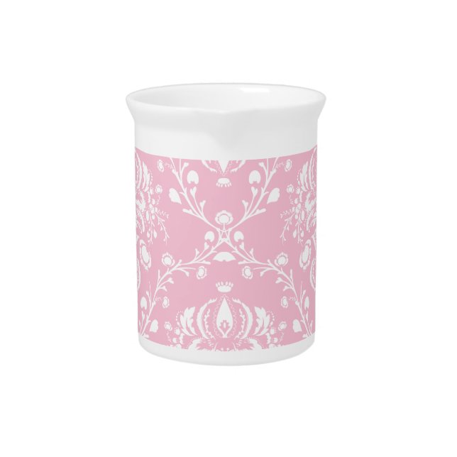 Pink and White Damask Pitcher (Front)