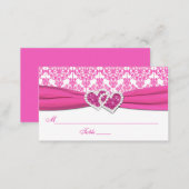 Pink and White Damask Place Cards (Front/Back)